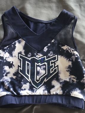 ICE Allstars Navy Tie-Dye Girls' Athletic Crop Top/Sports bra-Varsity Brand